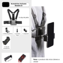 Suporte de peito ajustável para telefones celulares e câmeras GoPro para peito de motocicleta e bicicleta