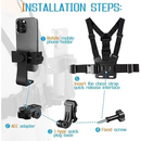 Suporte de peito ajustável para telefones celulares e câmeras GoPro para peito de motocicleta e bicicleta