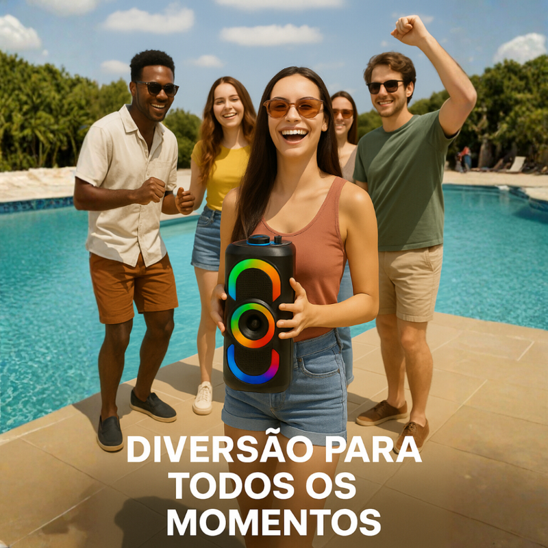Caixa de Som Bluetooth Portátil 50W TWS Graves Potentes à Prova d’Água para Festa Praia e Viagem