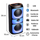 Caixa de Som Bluetooth Portátil 50W TWS Graves Potentes à Prova d’Água para Festa Praia e Viagem